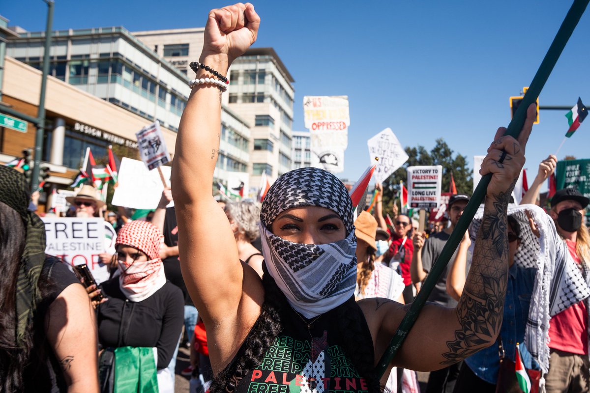 HumanizingStory's tweet image. October 5th was a international Day of action for palestine. In #Denver hundreds gathered and took to the streets to protest against the ongoing genocide in #Gaza and other parts of #Palestine

@Denver_PSL