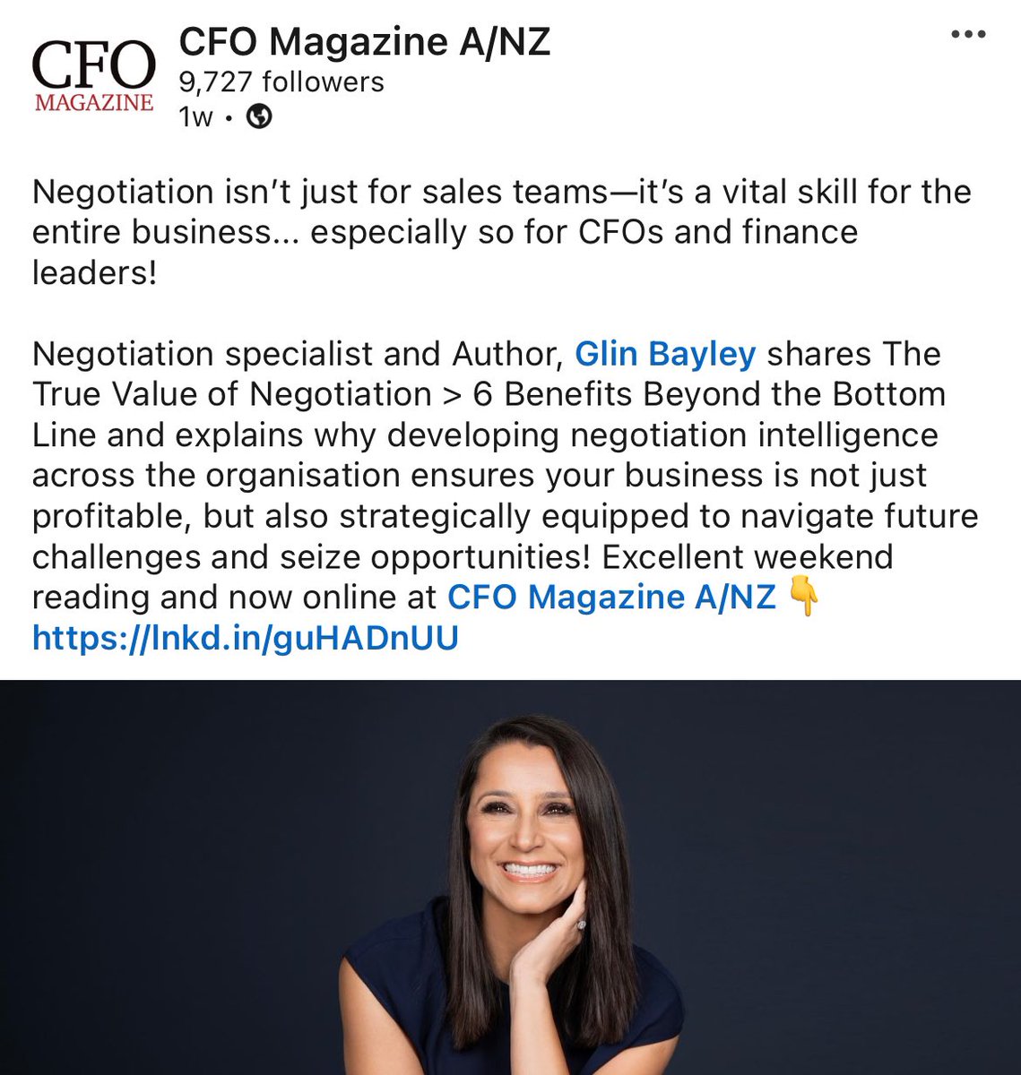 Latest insights for CFOs current &amp; emerging… Why the art of negotiation is a crucial skill for finance leaders from leading expert and author, Glin Bayley &gt; Now online at CFOMagazine.com.au