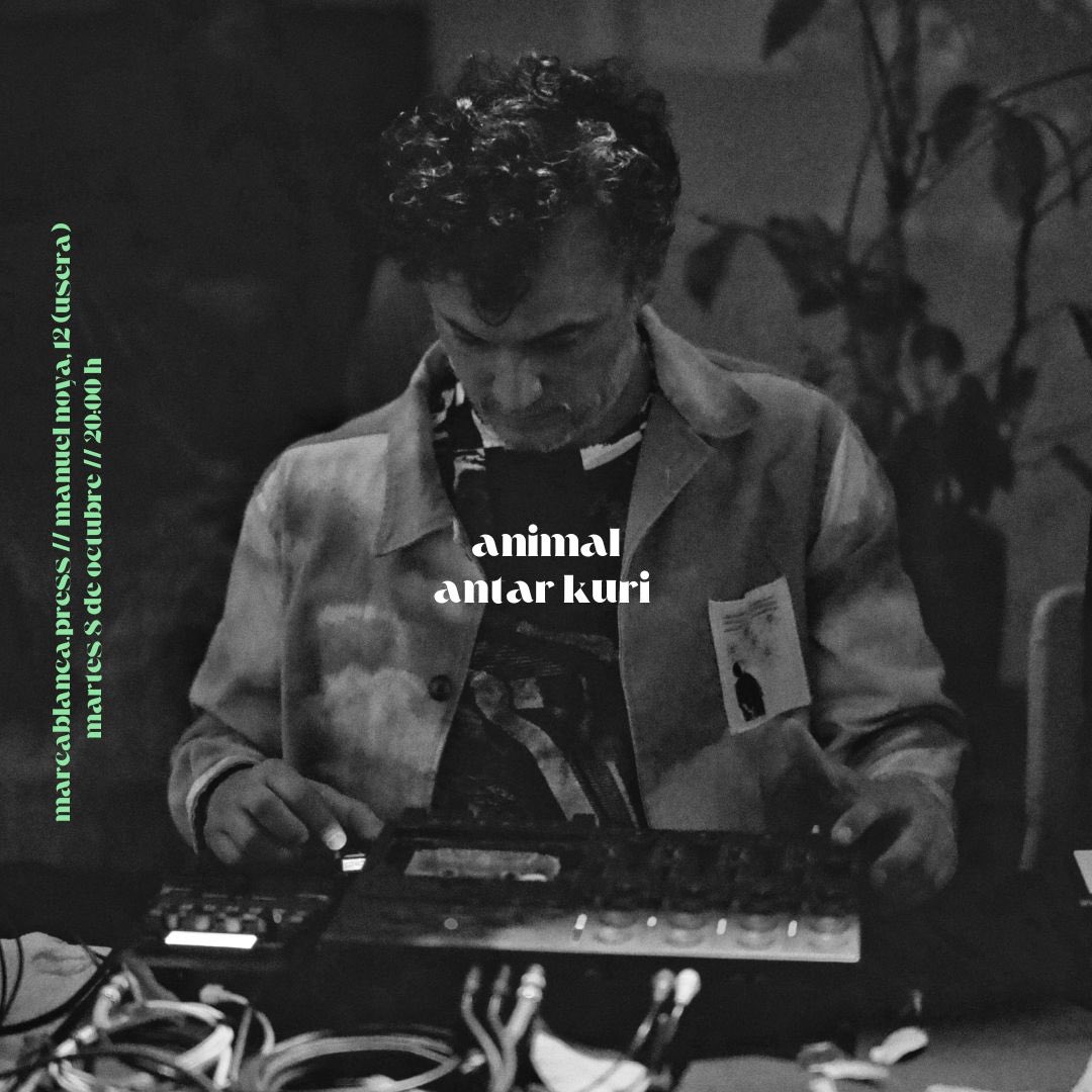 Mañana martes 8 de octubre presentaré una improvisación musical con el instrumento virtual ANIMAL que vengo desarrollando un par de años atrás y que permite dibujar patrones rítmicos. Si están pot Madrid vengan!

20 hs.
En MARCABLANCA
Calle de Manuel Noya, 12
Madrid