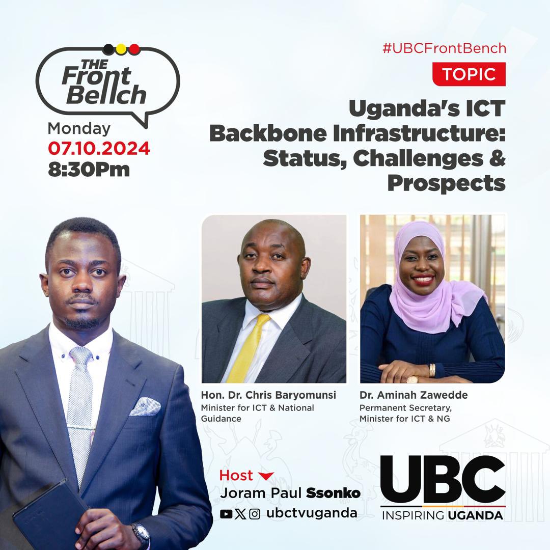 azawedde's tweet photo. Top of the morning: Kickstart this week with #TheFrontBench as we discuss the status, wins, challenges & prospects of Ugandaโs Backbone Infrastructure on @ubctvuganda
Time: 8:30 PM https://t.co/fvL0ju0L90