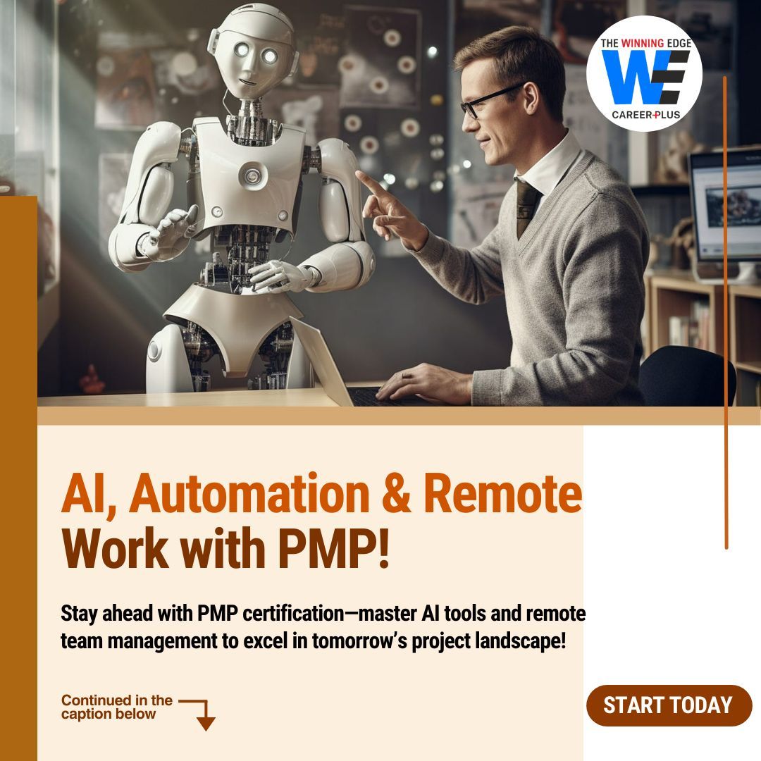 twecareerplus's tweet photo. 💻 #AI &amp; Remote Work: The Future of #ProjectManagement
The #PMP certification ensures you stay #competitive by equipping you with the #knowledge to manage AI-integrated tools and thrive in a #remotework environment.
For more, 📲 WhatsApp/Call @7300801265
#TheWinningEdgeCareerPlus https://t.co/MxcdNmcgox