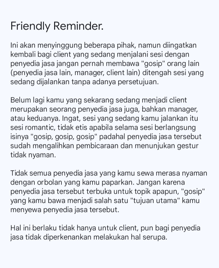 Friendly reminder, bfgfess! Gunakan waktu dengan sebaik-baiknya, terus berbagi energi dan afeksi yang positif untuk siapapun yang kita temui. 🤍