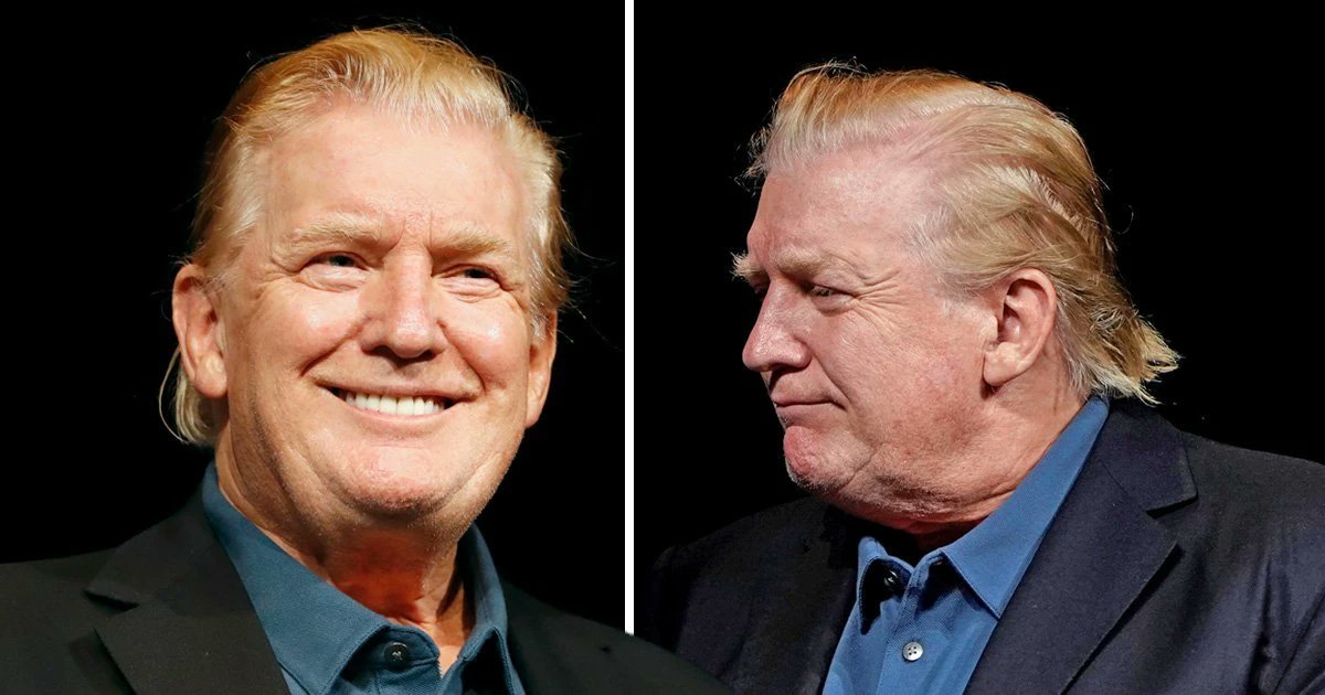 Aelthemplaer's tweet photo. Some of you forgot Mr Trump's brief southern gentleman arc where he stopped wearing a tie and took off the orange face paint. 

I didn't. https://t.co/I8YRSIqOBX