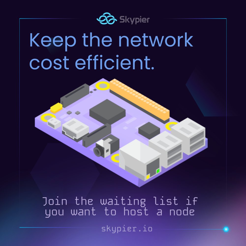 SkypierIO's tweet image. Power up your network, keep your costs down. With Skypier, you can leverage your own resources, like bandwidth, to host a node and save on costs—leaving traditional VPN services behind. 🚀💻 

Join the waiting list today at skypier.io and be part of the future of…