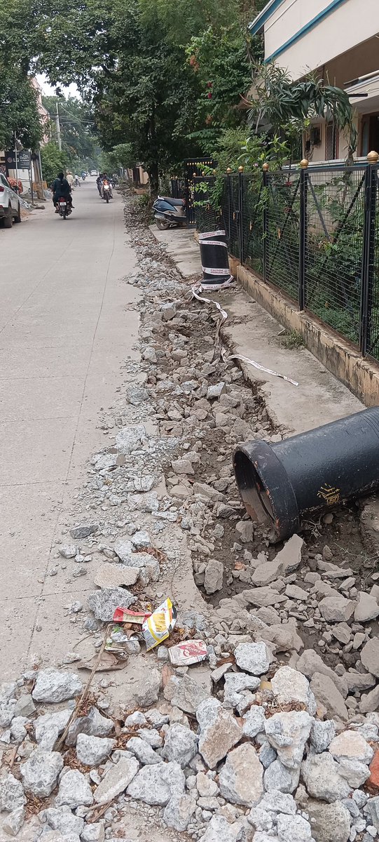 Firstly happy &amp; appreciate for the wider drainage pipe line system initiative by <a href="/HMWSSBOnline/">HMWSSB</a> however contractors have digged this almost 2 weeks still no update of when the work will start, requesting official's to look into at Bank Colony, Suchitra : 9885440308