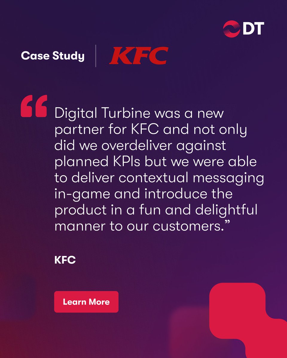 DigitalTurbine's tweet photo. Looking for holiday campaign inspiration? KFC partnered with Digital Turbine to drive user action through engaging video ads. Check out the full case study now โ https://t.co/XVlwDMvePJ
#VideoAds #InteractiveCampaigns #HolidayMarketing #KFC #UserEngagement #CaseStudy https://t.co/5bpUrCyOW8