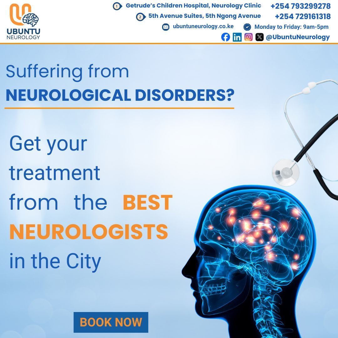 UbuntuNeurology's tweet photo. We are a renowned facility specialized in treating neurological disorders, situated in the heart of Nairobi. Our excellence lies in providing top-notch care for patients with neurological conditions, focusing on a personalized approach. #NeurologyCare https://t.co/MQKakddfsC