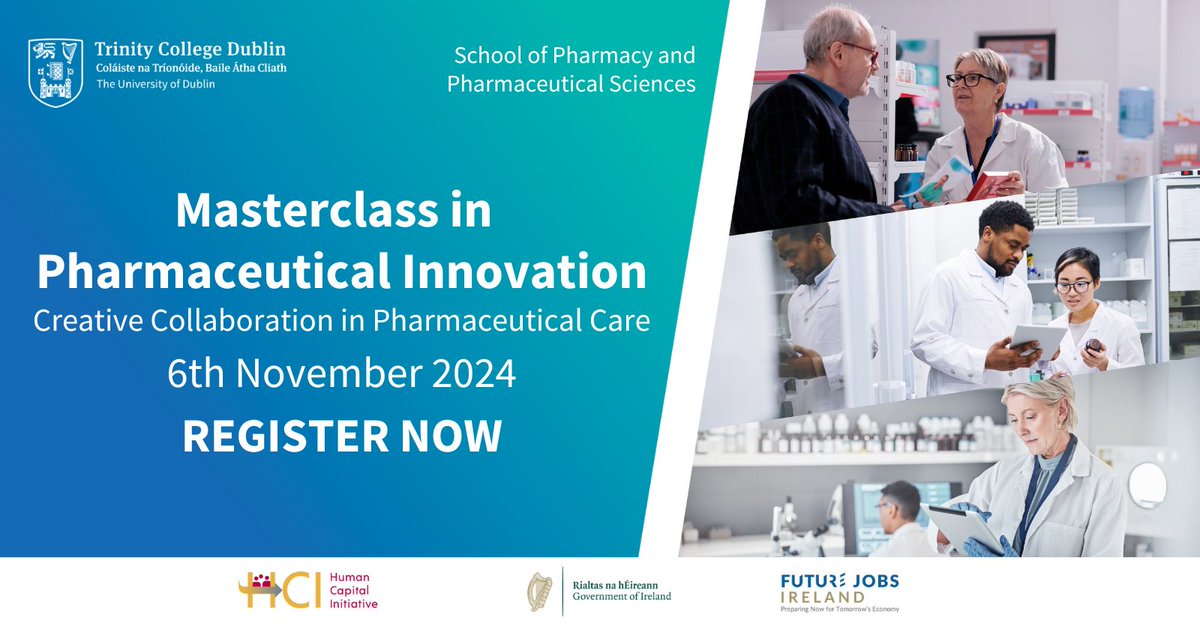 TCD Pharmacy (@tcdpharmacy) on Twitter photo Our CPD Masterclass in Pharmaceutical Innovation runs again this year on Wednesday 6th November, in collaboration with <a href="/TCDPortal/">TCD Tangent @ Portal</a>
For details on how to register please see: tcd.ie/courses/hci-cp… Our CPD Masterclass in Pharmaceutical Innovation runs again this year on Wednesday 6th November, in collaboration with <a href="/TCDPortal/">TCD Tangent @ Portal</a>
For details on how to register please see: tcd.ie/courses/hci-cp…
