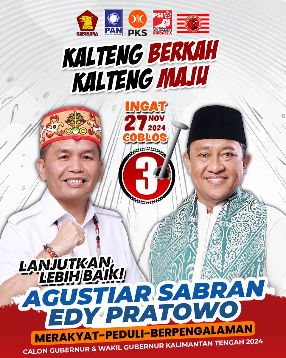 Untuk masyarakat Kalimantan Tengah

#LanjutkanLebihBaik
#AgustiarSabranEdyPratowo
#KaltengBerkahKaltengMaju
#MerakyatPeduliBerpengalaman
#PKSKalteng
#infokalteng