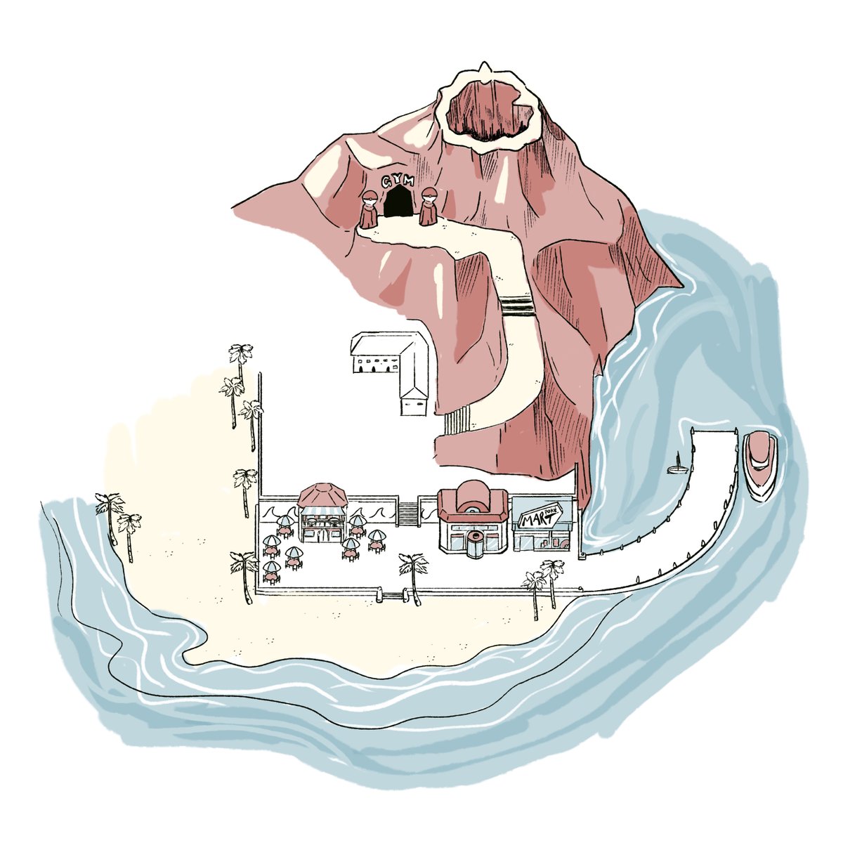 I thought I could draw this way quicker for day 6's Cinnabar Island prompt but maybe I'll come back to it after #Octillerink2024