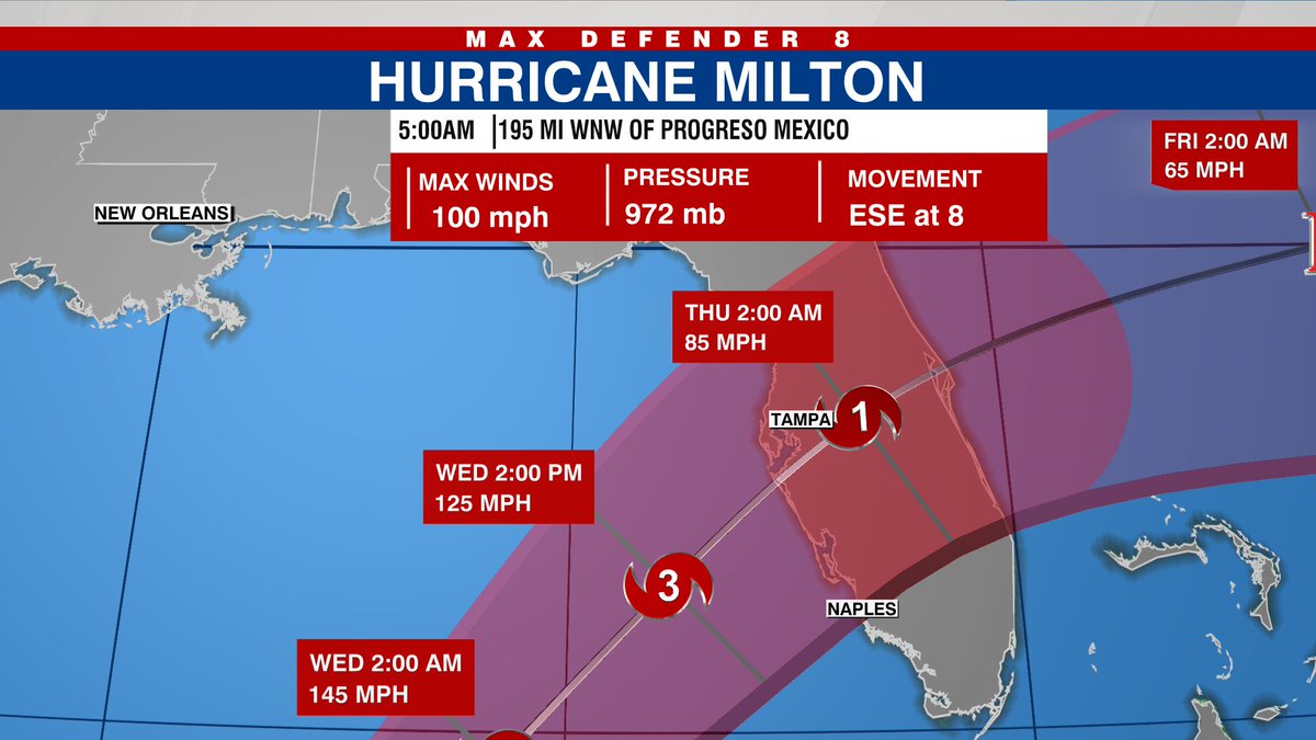 Milton becomes a Category 2 Hurricane as it moves through the Gulf bit.ly/3XYLfAu