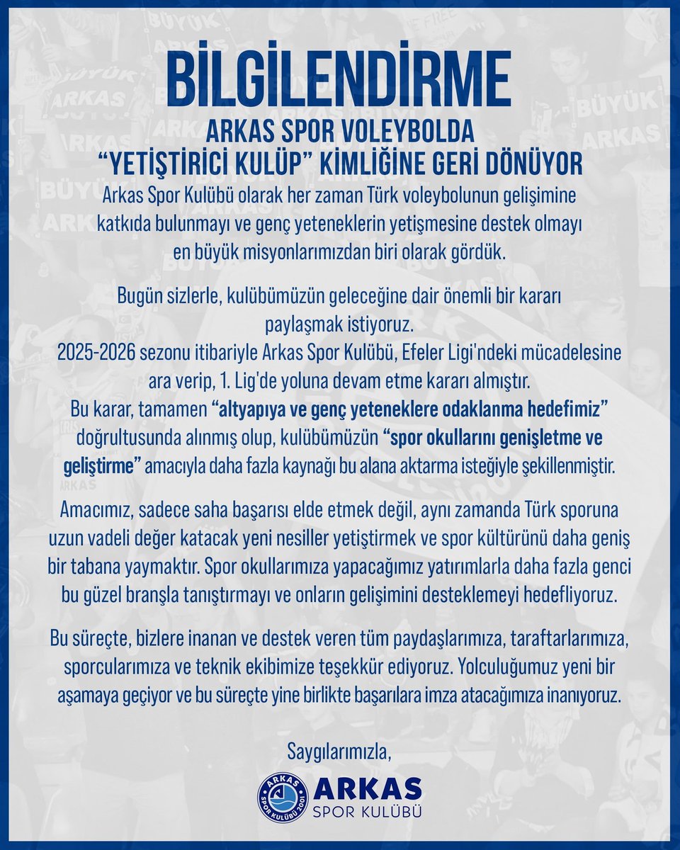 tiebreakcomm's tweet image. 📍Voleybol ülkesinde ne mi oluyor? 

Bugün, Türk voleybolunun demirbaşbaşlarından biri olan Arkas Spor, Efeler Ligine veda ettiğini açıkladı. Yoluna 1. ligde ve altyapı çalışmaları ile devam edecek. 

Voleybol ülkesinde yine güzel haberler(!) 

#Arkas