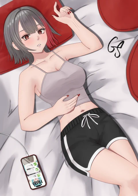 #イラスト #亜月美紅 #カラーヒューマンズ「ごろん」枕あるだけで安定感が出るよね。マジで枕最高 
