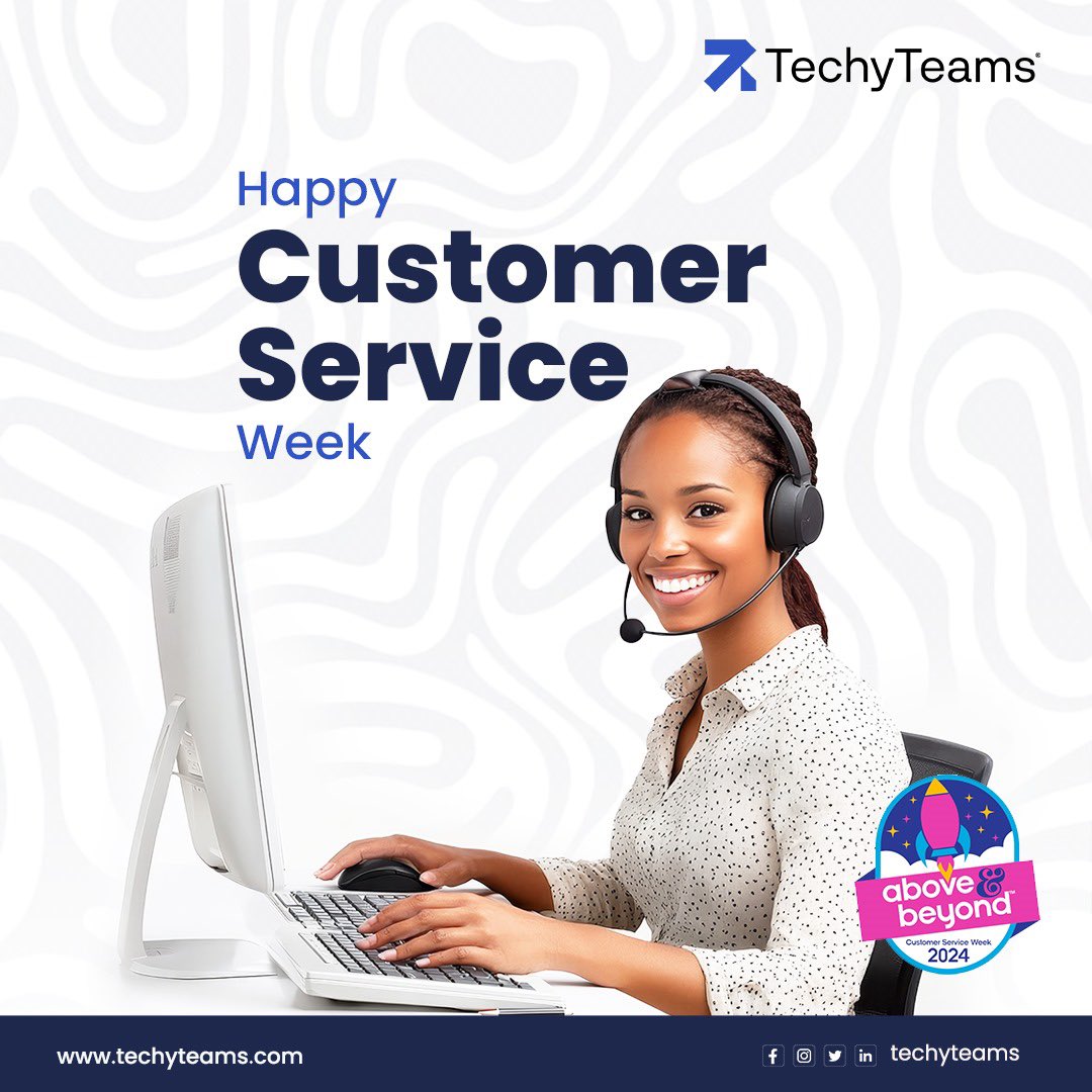 Techyteams's tweet image. Customer Service Week 2024 is here!

Techyteams is committed to delivering exceptional experiences for tech enthusiasts, and making a difference. 

Visit techyteams.com today!

Happy customer service week!

#techyteams 
#customerservice #happycustomerserviceweek2024