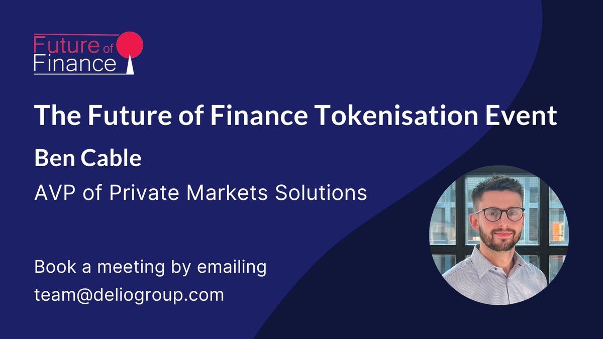 Our AVP of Private Markets Solutions, Ben Cable, will be at The Future of Finance Tokenisation Event on Tuesday 15 October 2024 in London.

If you’ll be attending, contact Ben to discuss how Delio can help solve your private market distribution and reporting challenges.