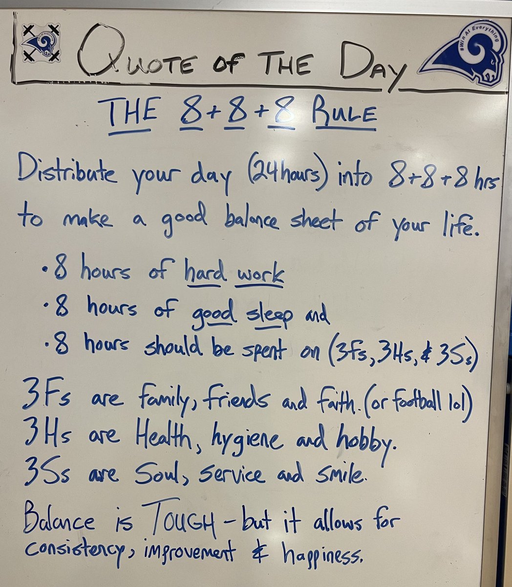 8+8+8 = long term growth

Each day we choose to get better or worse - we never stay the same. 

In order to consistently improve, we must find balance in everything we do!
