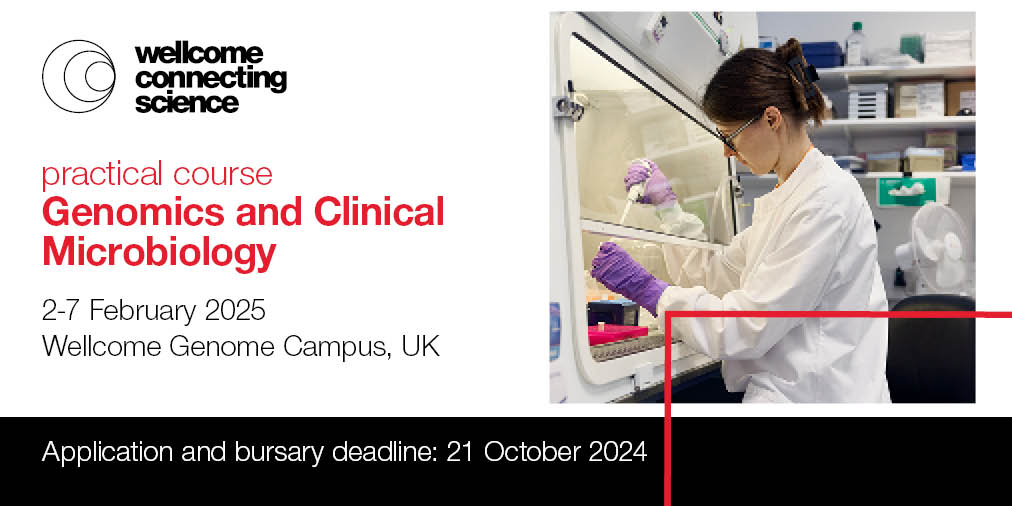 ⏰ Apply for a place to our #ClinicalMicro2025 course by 21 October 2024!

Learn how to apply the latest molecular and #genomics approaches to clinical #microbiology. 

🥼 Led by experts in bacteriological diagnostics
💸 Bursaries available

📎Course info: bit.ly/4dolaRj
