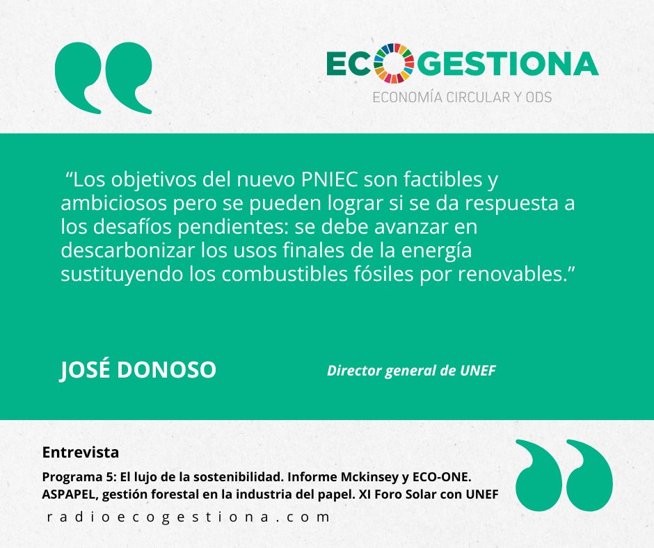 📻 Solo en #Ecogestiona ⏬ 

🎧 #LujoSostenible <a href="/McKinsey/">McKinsey & Company</a>: go.ivoox.com/rf/134564309
🎧 #Hoteles y #RSC <a href="/ecoonehotels/">ECO-ONE</a>: go.ivoox.com/rf/134564279
🎧 #IndustriaPapelera <a href="/AspapelOficial/">ASPAPEL</a>: go.ivoox.com/rf/134564228
🎧 #XIForoSolar <a href="/UNEFotovoltaica/">Unión Española Fotovoltaica (UNEF)</a>: go.ivoox.com/rf/134564190