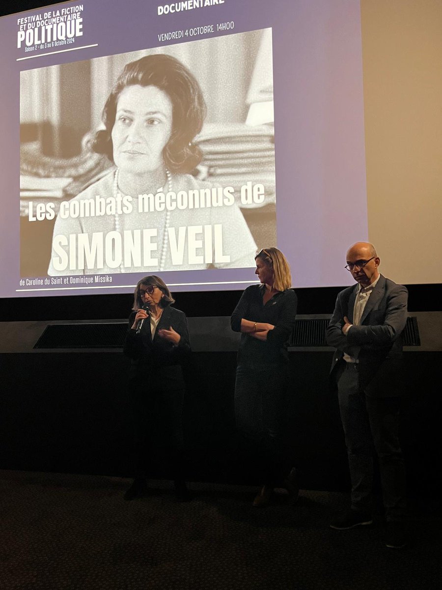 Merci le <a href="/festivaldocpo/">festival fiction documentaire politique</a> pour cette première projection de notre documentaire "Les combats méconnus de Simone Veil", avec l'autrice Dominique Missika, <a href="/CarolineduSaint/">Caroline du Saint</a> la réalisatrice et <a href="/EmmanuelKESSLER/">Emmanuel KESSLER</a> président de LCP

 Le film sera diffusé  en janvier 2025 sur <a href="/LCP/">LCP</a>