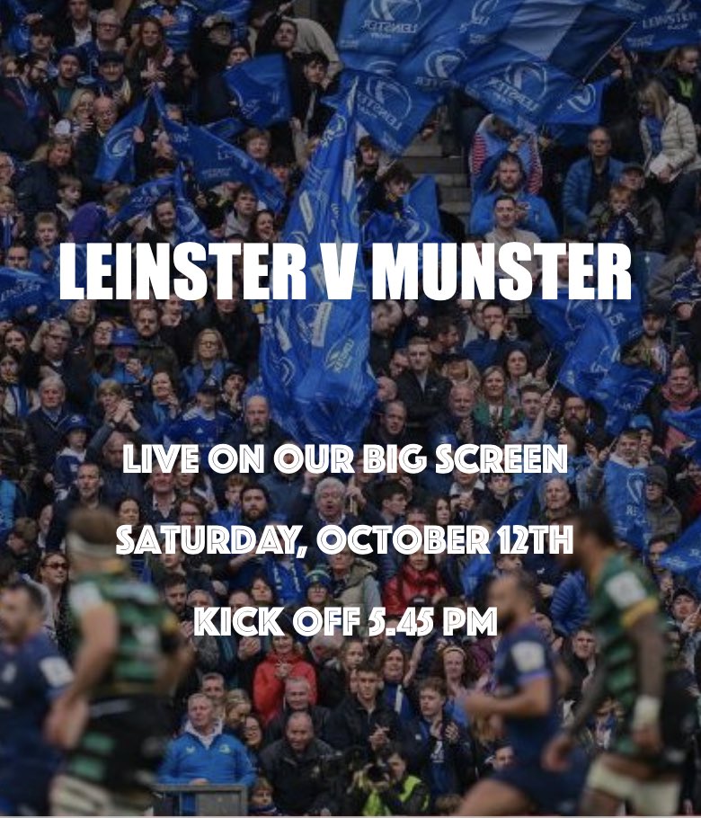 TheVicoRooms (@thevicorooms) on Twitter photo If you donโt have a ticket for Croke Park, we have you covered.
<a href="/leinsterrugby/">Leinster Rugby</a> v <a href="/Munsterrugby/">Munster Rugby</a> rugby live on our big screen. kick off is 5.45pm.
Gather up the crew and get down for the atmosphere ๐๐๐พ
#urc #leinsterrugby #munsterrugby #crokepark If you donโt have a ticket for Croke Park, we have you covered.
<a href="/leinsterrugby/">Leinster Rugby</a> v <a href="/Munsterrugby/">Munster Rugby</a> rugby live on our big screen. kick off is 5.45pm.
Gather up the crew and get down for the atmosphere ๐๐๐พ
#urc #leinsterrugby #munsterrugby #crokepark