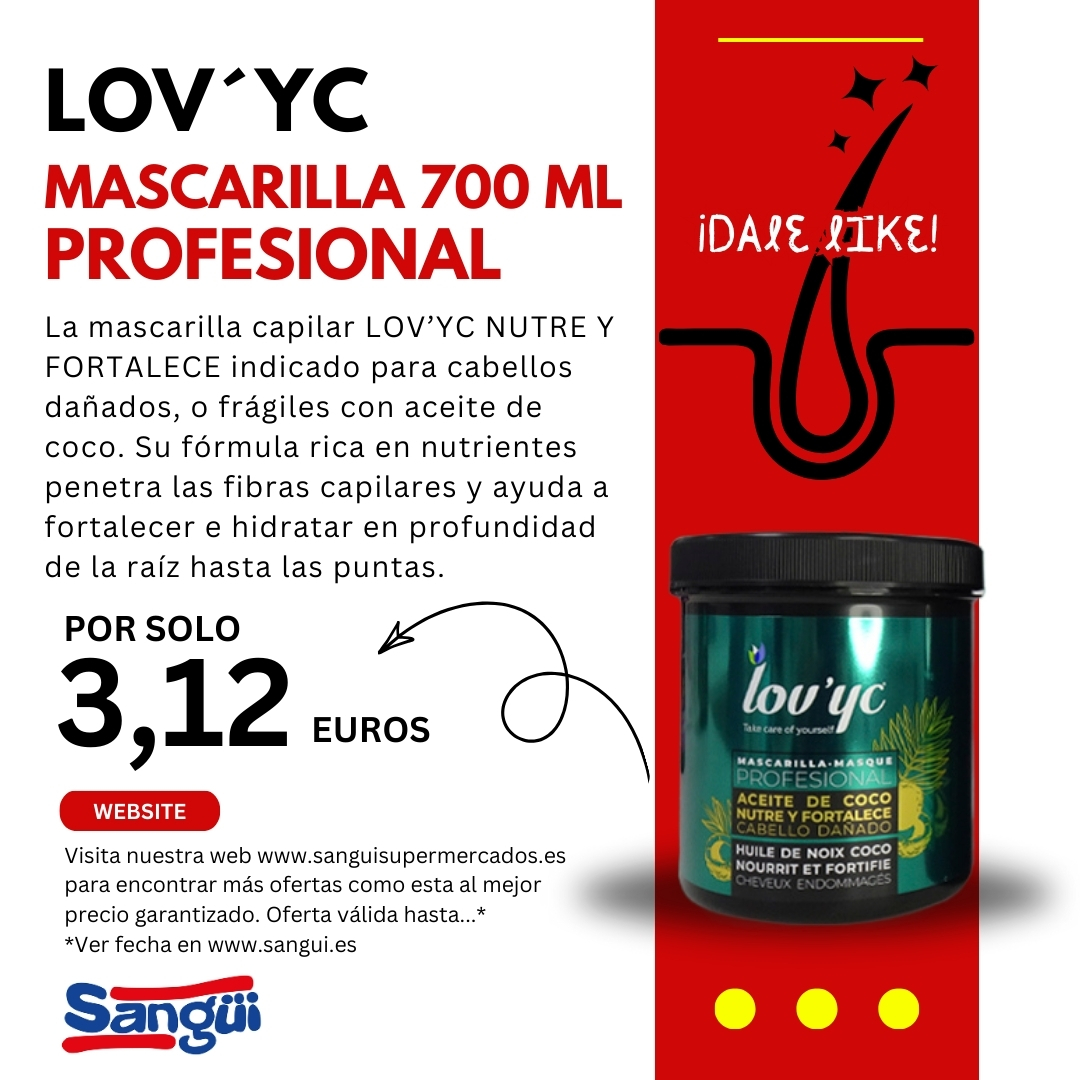SuperSangui's tweet image. Nutre y protege tu cabello con la gama de champú y mascarilla de Lov´yc a un precio especial hasta el 09/10/2024 en sangui.es

#nutre #cabello #puntas #aceitedecoco #aceitedetsubaki #mascarilla #champu #pelo #cabello #encrespamiento #nutrientes #cabellosdañados