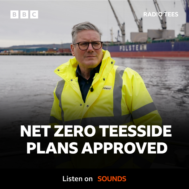 BBCTees's tweet photo. PM Sir Keir Starmer says the pledge will "reignite Teesside's industrial heartland" and "create thousands of jobs" 🏗️