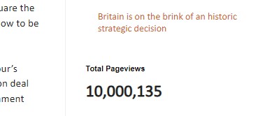 chrisgreybrexit's tweet photo. Well this is nice. Some time today my Brexit &amp; Beyond Blog, launched just over 8 years ago, had its 10 Millionth visit! 

Many thanks to all who over the years have promoted it, read it, or who read via the email sign-up. Much appreciated. Next post on Friday. https://t.co/eRji2vitQP