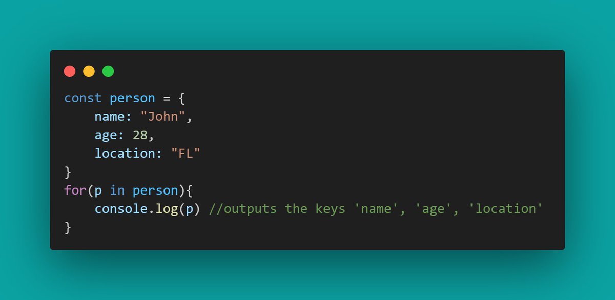 reed_code's tweet image. JavaScript for...in{} loop