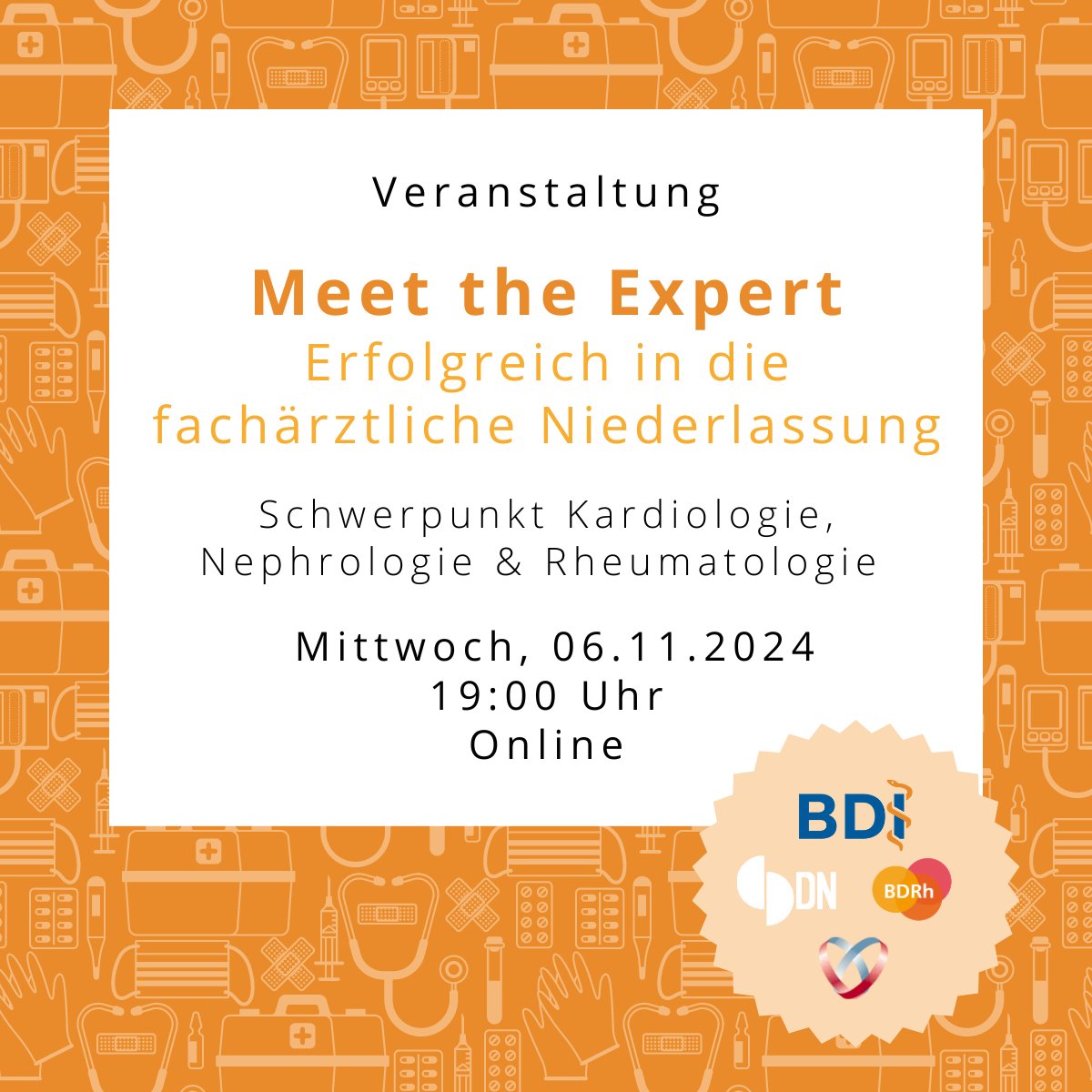 Wertvolle Einblicke und Hilfestellungen für die #Niederlassung – das liefert die Veranstaltung „Meet the Expert – Erfolgreich in die fachärztliche Niederlassung“. Dieses Mal im Schwerpunkt: #Nephrologie, #Kardiologie und #Rheumatologie 👉 ow.ly/pYvm50TFqQP