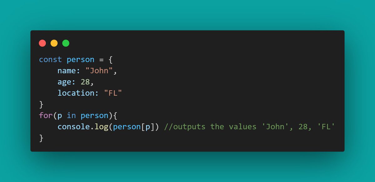 reed_code's tweet image. JavaScript for...in{} loop