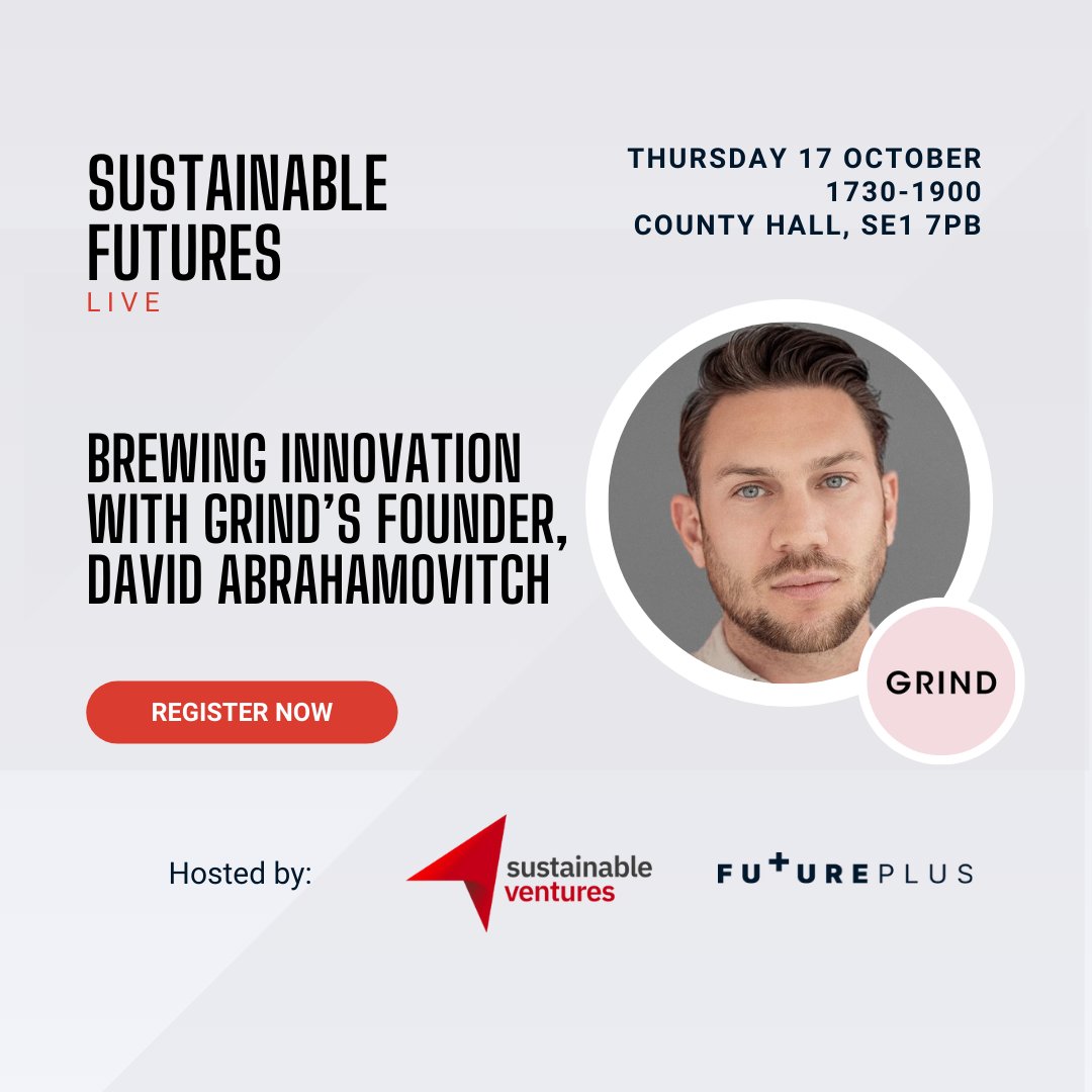 FuturePlus (@future_plus_) on Twitter photo โ๏ธ๐โป๏ธ We are very excited to announce the first event in the new Sustainable Futures Live series, a live podcast featuring <a href="/dabrahamovitch/">David Abrahamovitch</a>, Founder and CEO of <a href="/grind/">Grind | Certified B Corp</a>, a business that has reshaped London's coffee culture and spearheaded sustainable innovation in the industry.
In โ๏ธ๐โป๏ธ We are very excited to announce the first event in the new Sustainable Futures Live series, a live podcast featuring <a href="/dabrahamovitch/">David Abrahamovitch</a>, Founder and CEO of <a href="/grind/">Grind | Certified B Corp</a>, a business that has reshaped London's coffee culture and spearheaded sustainable innovation in the industry.
In