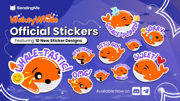 New Wakey Whale Stickers Available on Discord and Telegram
