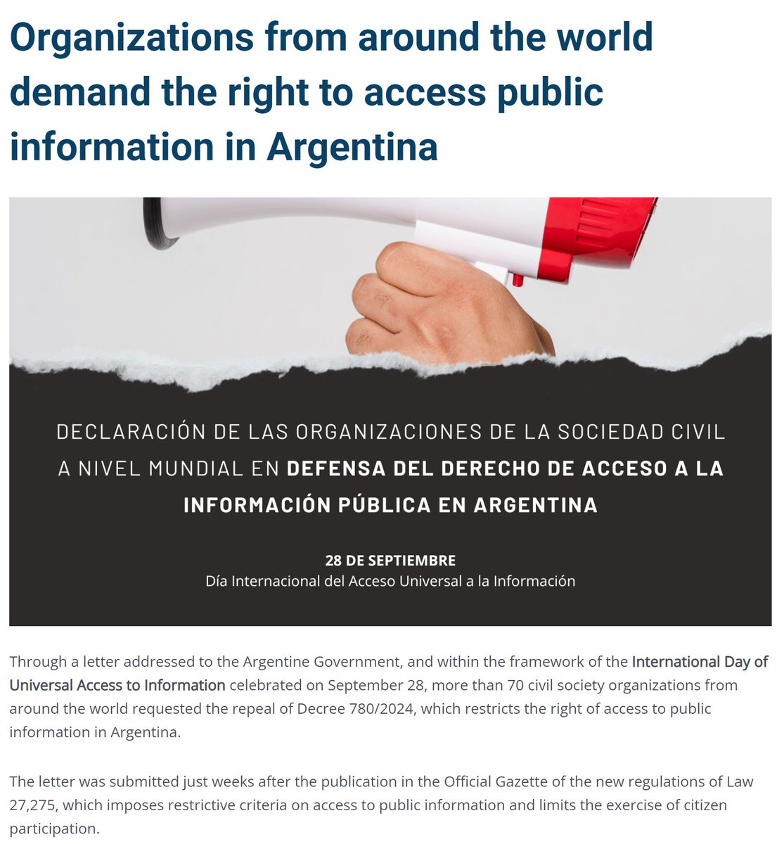 mySociety's tweet image. We support our friends in #Argentina @DireLegislativo as they fight restrictions that seriously limit the right of access to public information - see directoriolegislativo.org/es/declaracion… (Spanish) #FOI