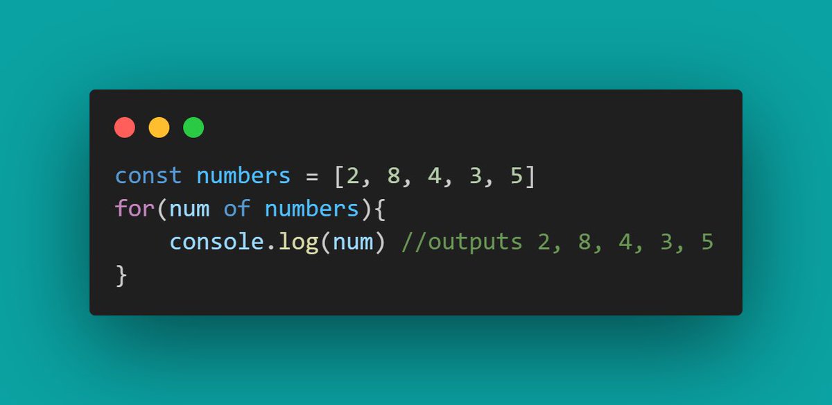 reed_code's tweet image. JavaScript for...of{} loop