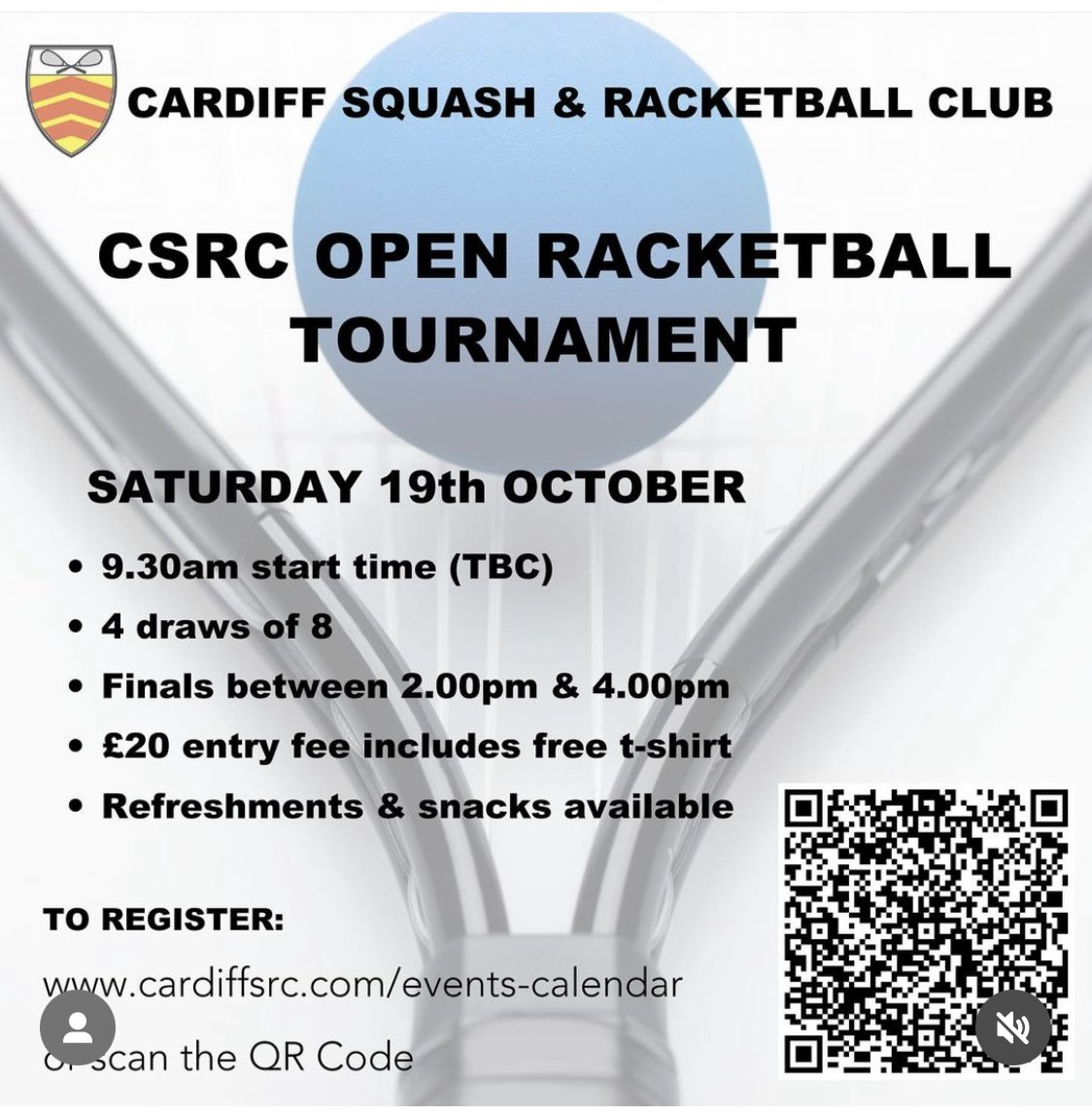 Nic Birt (@nicbirt_squash) on Twitter photo Donโt forget we have our racketball open event 19th Oct.
Please enter via the link below.
<a href="/newportsquash/">Newport Squash Club</a> <a href="/LlanSquashClub/">Llantrisant Squash</a> <a href="/CardiffSquash/">Cardiff Squash Club</a> <a href="/sqwales/">๐ด๓ ง๓ ข๓ ท๓ ฌ๓ ณ๓ ฟ SQUASH WALES</a> <a href="/SwanseaSquash/">Swansea Tennis & Squash Club.</a> <a href="/nippa81/">chris greenaway</a> <a href="/CowbridgeSquash/">Cowbridge Squash</a> <a href="/RW_Squash/">RWSquash</a> <a href="/SquashRhiwbina1/">Rhiwbina Squash Club</a> <a href="/SquashLlanishen/">LlanishenSquash</a>
cardiffsrc.com/events-calendaโฆ Donโt forget we have our racketball open event 19th Oct.
Please enter via the link below.
<a href="/newportsquash/">Newport Squash Club</a> <a href="/LlanSquashClub/">Llantrisant Squash</a> <a href="/CardiffSquash/">Cardiff Squash Club</a> <a href="/sqwales/">๐ด๓ ง๓ ข๓ ท๓ ฌ๓ ณ๓ ฟ SQUASH WALES</a> <a href="/SwanseaSquash/">Swansea Tennis & Squash Club.</a> <a href="/nippa81/">chris greenaway</a> <a href="/CowbridgeSquash/">Cowbridge Squash</a> <a href="/RW_Squash/">RWSquash</a> <a href="/SquashRhiwbina1/">Rhiwbina Squash Club</a> <a href="/SquashLlanishen/">LlanishenSquash</a>
cardiffsrc.com/events-calendaโฆ