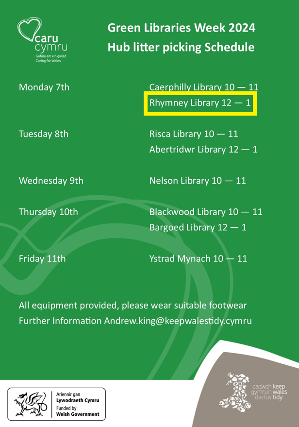 RhymneyLibrary's tweet image. Today! Come and join!
#Rhymney #GreenLibrariesWeek

Heddiw! Dewch i ymuno!
#Rhymni #WythnosLlyfrgelloeddGwyrdd