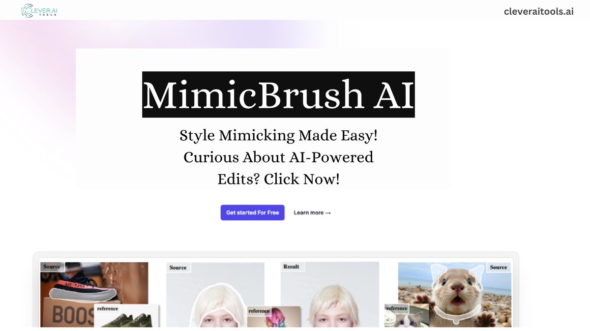 cleveraitool's tweet image. MimicBrush AI brings imitative editing to the next level—seamlessly recreating styles from any source. Want to see it in action? Click here!
cleveraitools.ai/category/ai-im…
#AIEditingMagic #MimicBrushAI #ImitativeEditing