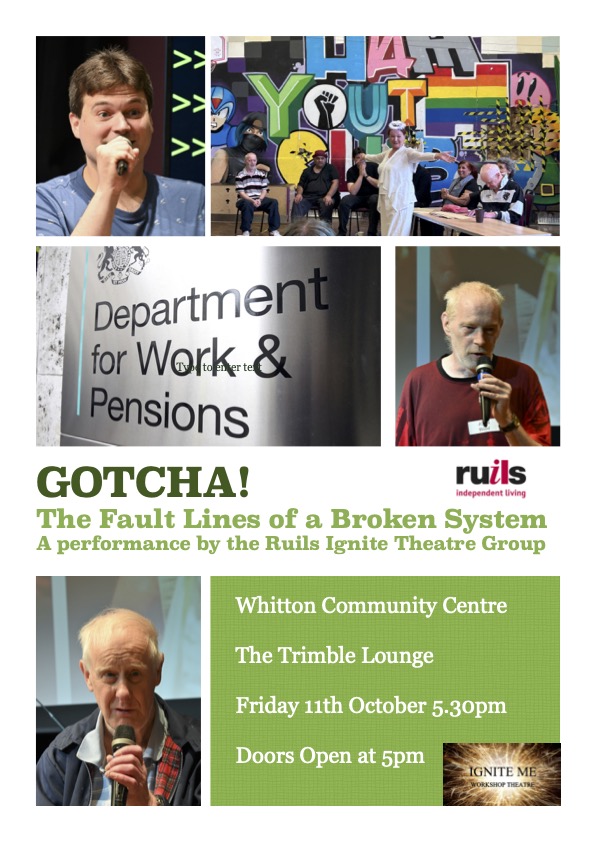 Fresh from our brilliant dress rehearsal <a href="/WhittonCommCtr/">Whitton Community Centre</a> on Friday we are raring to perform there this Friday at 5.30. We hope to see you there for this FREE performance of Gotcha! The Faullt Lines of a Broken System. Doors open at 5 and the event finishes at 7. Drinks &amp; jiving.