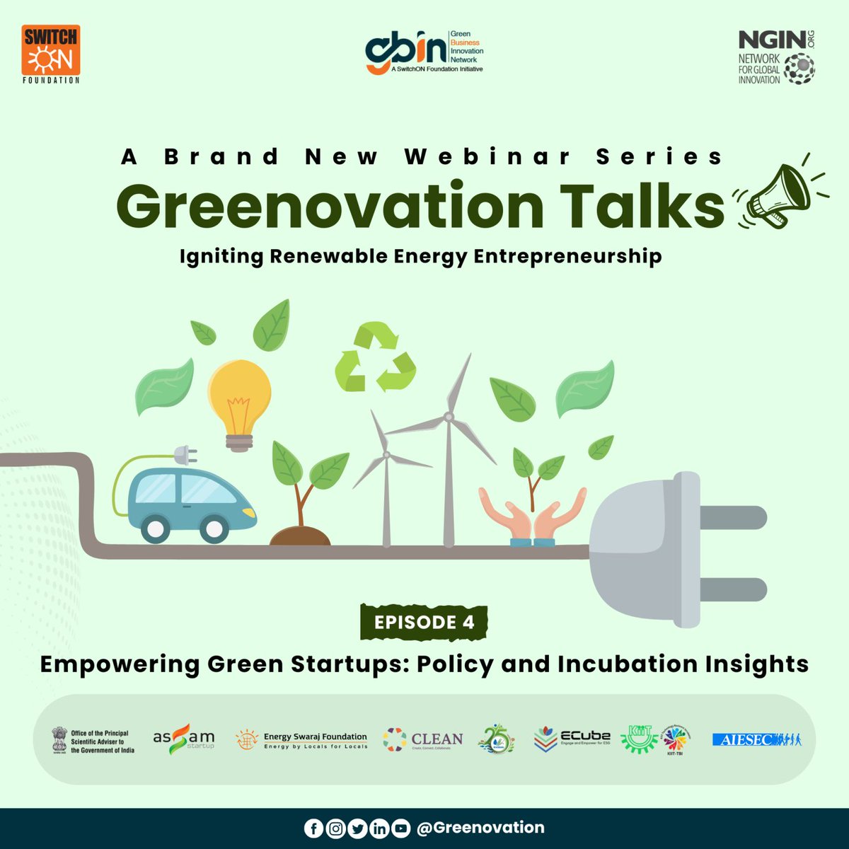 thecleannetwork's tweet photo. Empowering Green Startups: Policy and Incubation Insights - Join our expert panel as they share strategies and frameworks to support the growth of green startups through innovative policies and incubation programs. Learn from the best in the industry!

🎙 Featuring:
 Hari Natarajan, Programme Specialist, Action for Climate and Environment, UNDP India
Sapptarishi Ghosh, CEO, Symbiosis Center for Entrepreneurship and Innovation
Moderated by Priyadarshini Karve, CEO, Clean Energy Access Network

Save the date:
📅 October 8, 2024 | ⏰ 5:00-6:00 P.M.

Register via the link in the bio or scan the QR code!

Registration Form - https://t.co/n205jXZnT9

#GreenovationTalks #RenewableEnergy #SustainableFuture #AgriInnovation #SwitchONFoundation