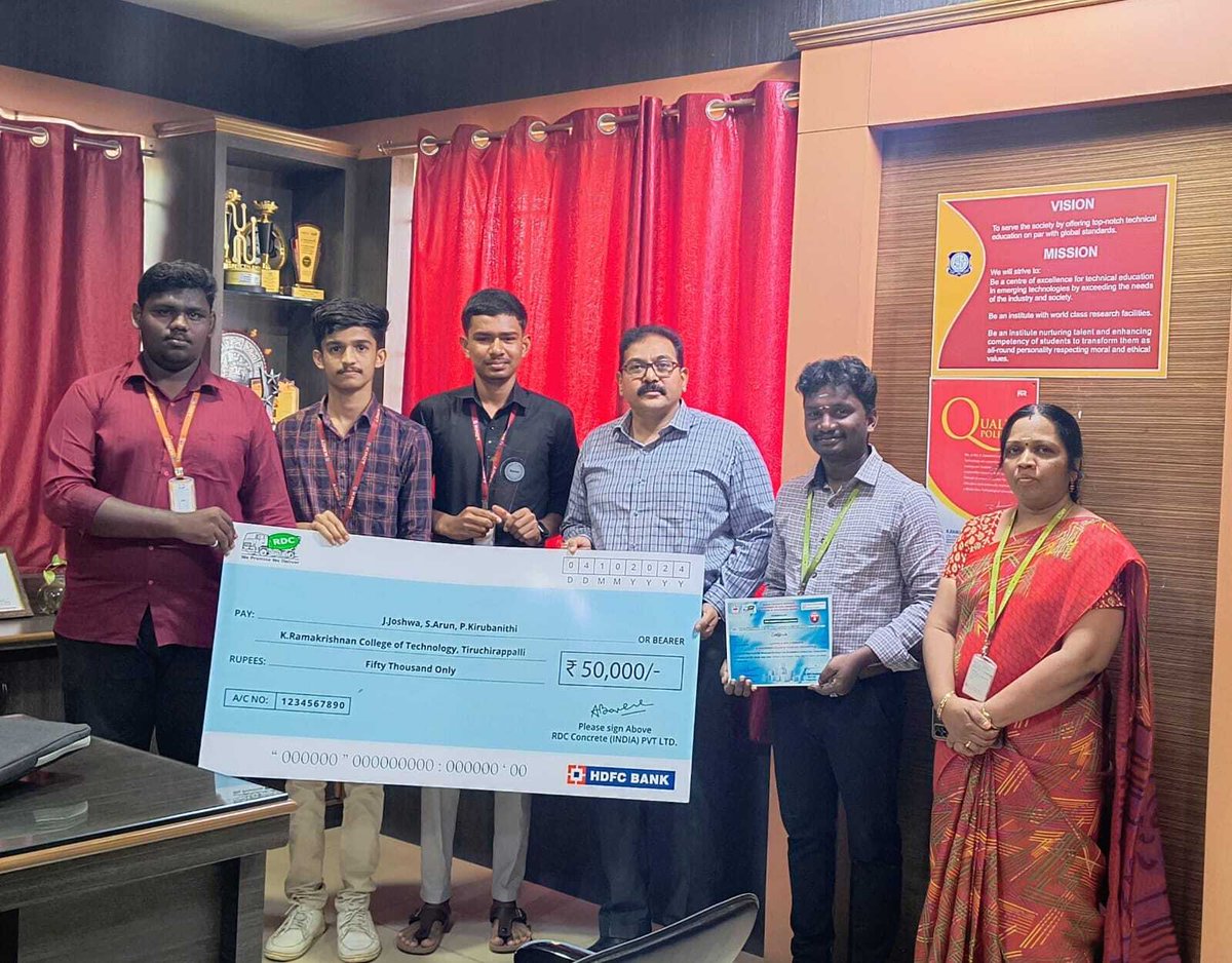 krcttrichy1's tweet image. K.Ramakrishnan College of Technology, Congratulates Mr. J. Joshwa, Mr. S. Arun, Mr. P. Kirubanithi, from Civil Engineering Department for won Runner in South India Level ICI CUBE Competition
#KRCT #KRCTCollege #college #ICI #Cube #Civil #Engineering #SouthIndian