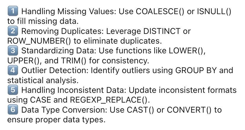 deekshas24's tweet image. 🚀 #SQL for Data Cleaning: The Backbone of Data Preparation 🚀
In any data-driven project, clean data is essential for meaningful analysis! SQL provides powerful tools to clean, organize, and prepare data, ensuring accuracy and consistency.
