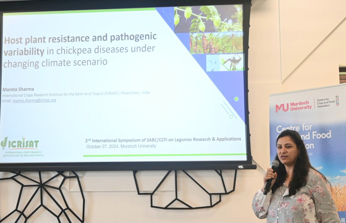 Great to host <a href="/MamtaSharma_1/">Mamta Sharma</a> from <a href="/ICRISAT/">ICRISAT</a> and to learn more about her research on host plant resistance and pathogenic variability in the context of our changing climate. This work is critical in future proofing legume production and minimising the impact of pests and disease.