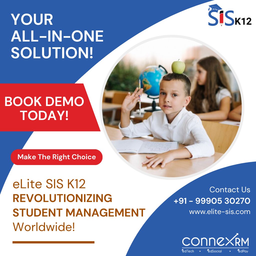 ConneXRM's tweet image. Upraise your institution with our #eLiteSIS designed for schools worldwide.
Enjoy seamless integration with AI-powered features to Transform education and streamline operations today!
#Connexrm #education #students #educationtechnology #DigitalTransformation #AITechnology