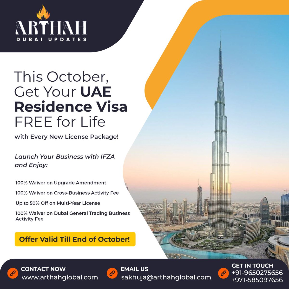 Arthah_global's tweet image. Arthah Global 🌍

This October, get your UAE Residence Visa FREE for life! 🇦🇪✨

Limited time offer—don’t miss out on this incredible opportunity! 💼🎉

#ArthahGlobal #UAEResidenceVisa #FreeForLife #DubaiLife #VisaOffer #ResidencyGoals #LiveInUAE