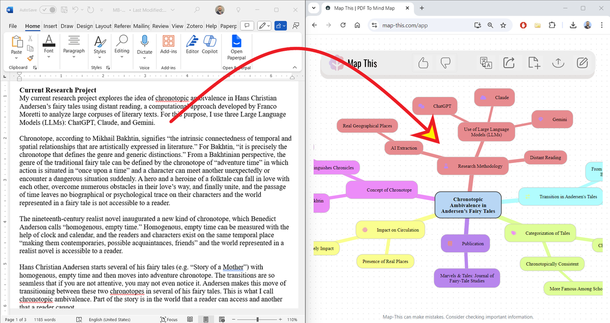 MushtaqBilalPhD's tweet image. Map This is an AI app that turns any piece of writing into a graph.
This can help you brainstorm ideas, develop your research projects, and prepare impressive presentations.
Here's how to use it: