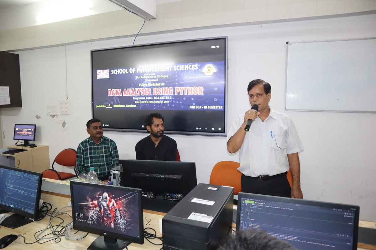 smsvaranasi's tweet image. SMS Varanasi is thrilled to host an 8-day workshop on "Data Analysis Using Python" for BCA IIIrd Semester students, led by expert Mr. Rajeev Ranjan from Minicimex Tech.
#SMSVARANASI #varanasi #PythonWorkshop #DataAnalysis #BCASkills #FutureTechLeaders #CodingSkills