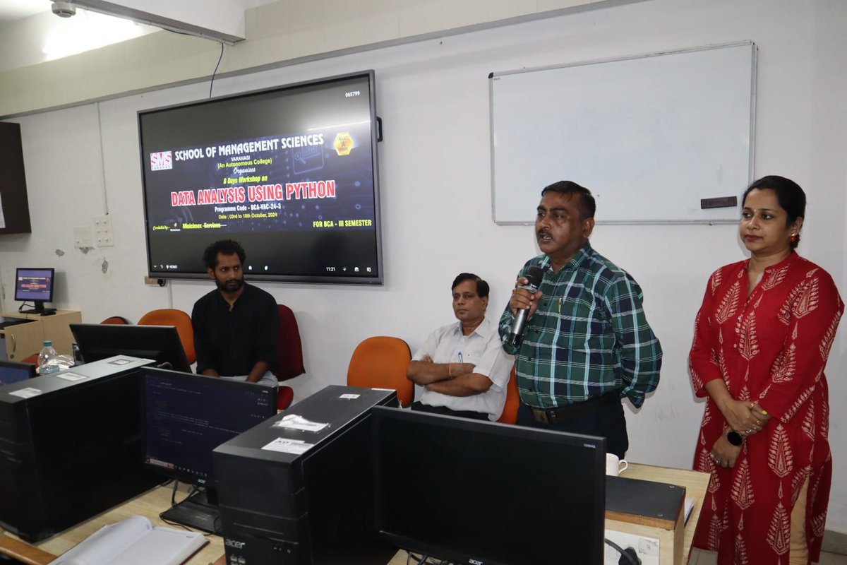 smsvaranasi's tweet image. SMS Varanasi is thrilled to host an 8-day workshop on "Data Analysis Using Python" for BCA IIIrd Semester students, led by expert Mr. Rajeev Ranjan from Minicimex Tech.
#SMSVARANASI #varanasi #PythonWorkshop #DataAnalysis #BCASkills #FutureTechLeaders #CodingSkills