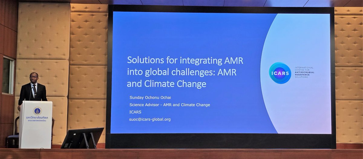🌍 At the Climate &amp; Health Regional Dialogue co-hosted by <a href="/FRenThailande/">France en Thaïlande 🇫🇷🇪🇺</a> and <a href="/MahidolU/">Mahidol University</a>, ICARS Science Advisor, Dr Sunday Ochai, spoke on the link between #AMR &amp; #ClimateChange. In Southeast Asia, rising climate impacts are fueling drug-resistant infections. A #OneHealth approach