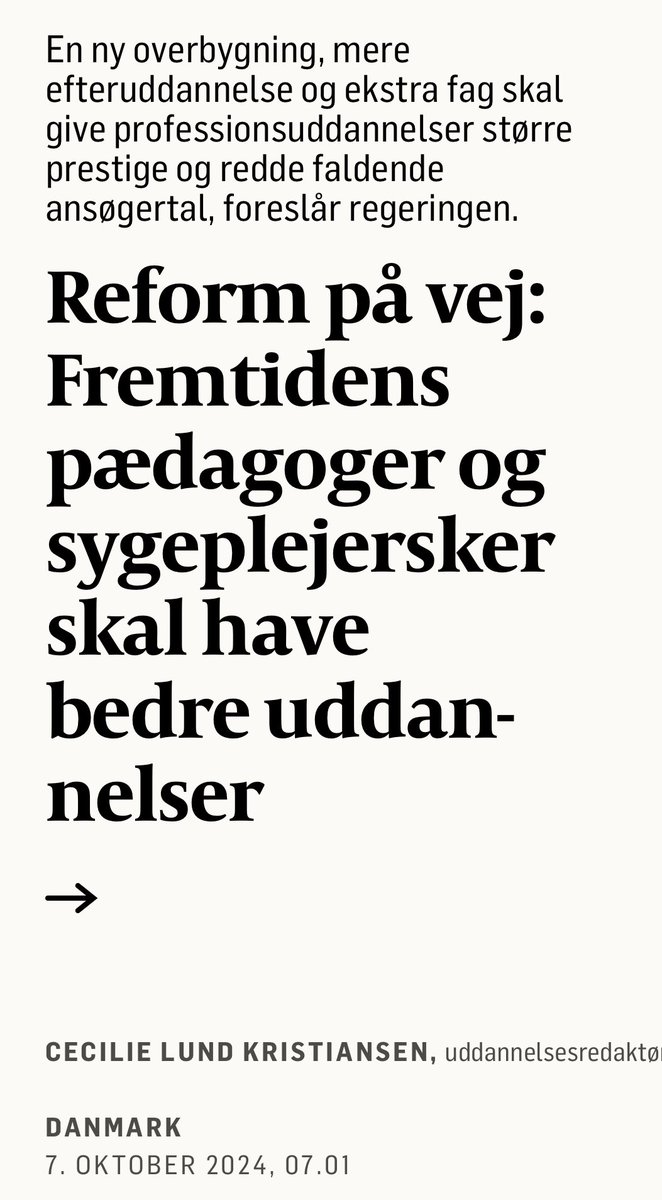 Regeringen vil gøre, hvad som helst, bortset fra at forbedre arbejdsforholdene for pædagoger og sygeplejersker. #uddpol