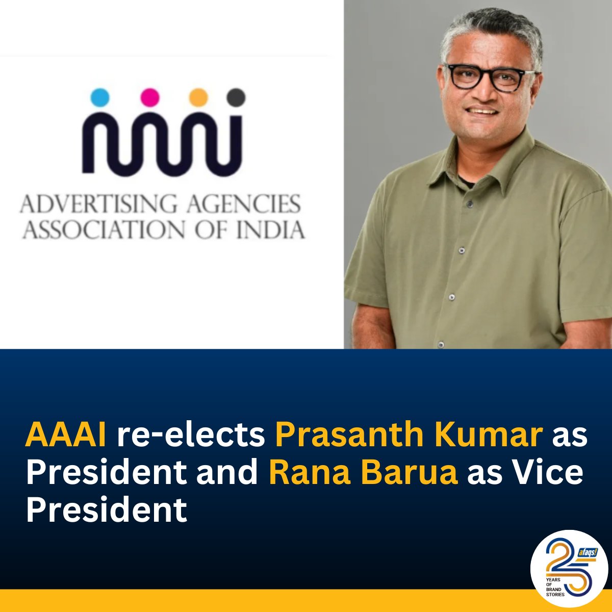 #PeopleSpotting: Prasanth Kumar of <a href="/GroupMIndia/">GroupMIndia</a> has been re-elected as president of AAAI for 2024-25, with <a href="/ranabarua/">RANA BARUA (RB)</a> of <a href="/HavasMediaIN/">Havas Media Network India</a> as vice-president.
More here: bit.ly/3ZTPhwB

#advertising #marketing #leadership #business #news #agency